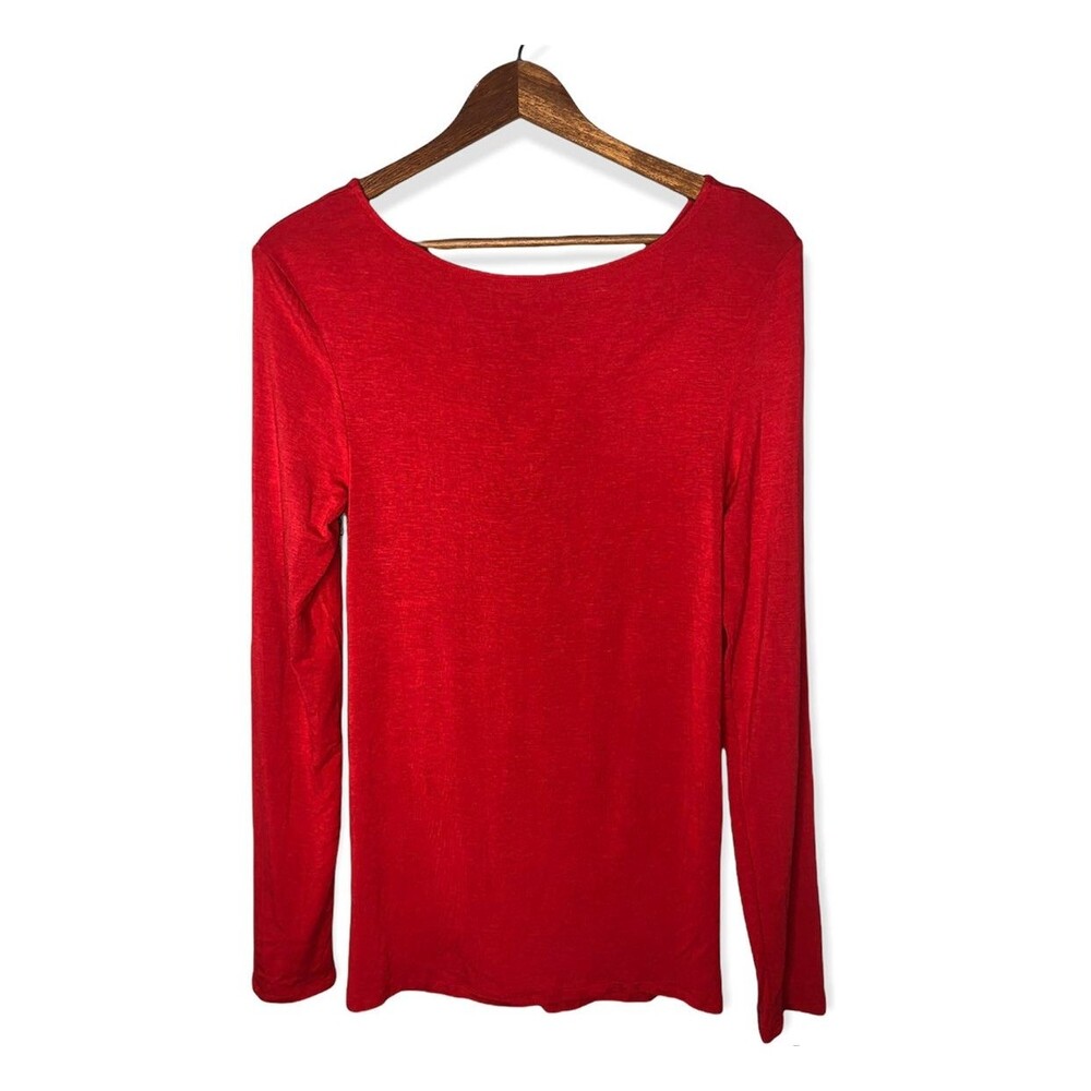 Halogen Long Sleeve V-neck Knot Twist Back Top